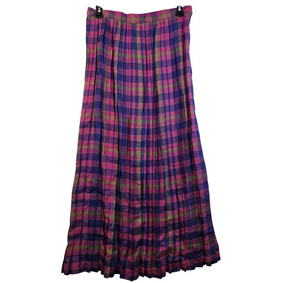 1980s Pleated High Waist Plaid Maxi Skirt Size 10 Academia Vintage Deadstock New - Picture 1 of 7